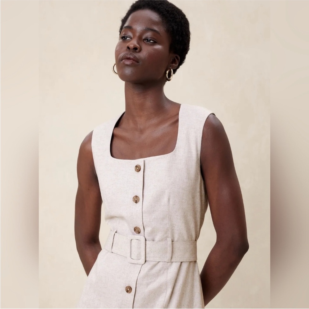 Banana Republic Linen-Blend Button Midi Dress - Picture 9 of 10